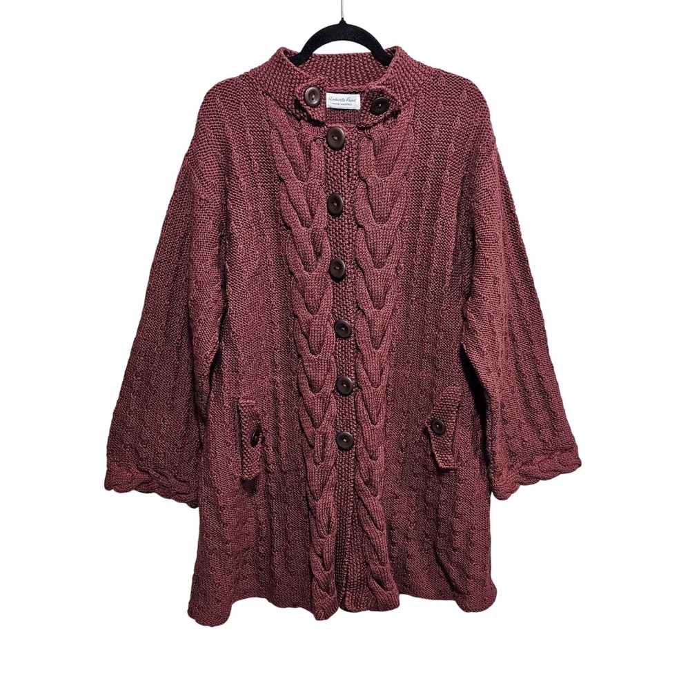 Roberta Frost Vintage Hand-knit Pocketed Grandpa Cardigan Sweater Oversized